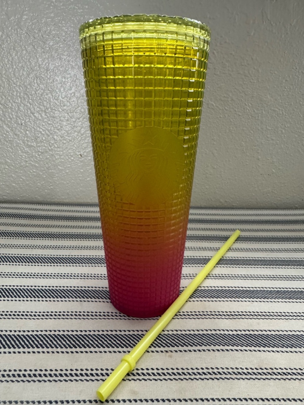 Starbucks Yellow to Pink Gradient Studded Tumbler with Yellow Straw